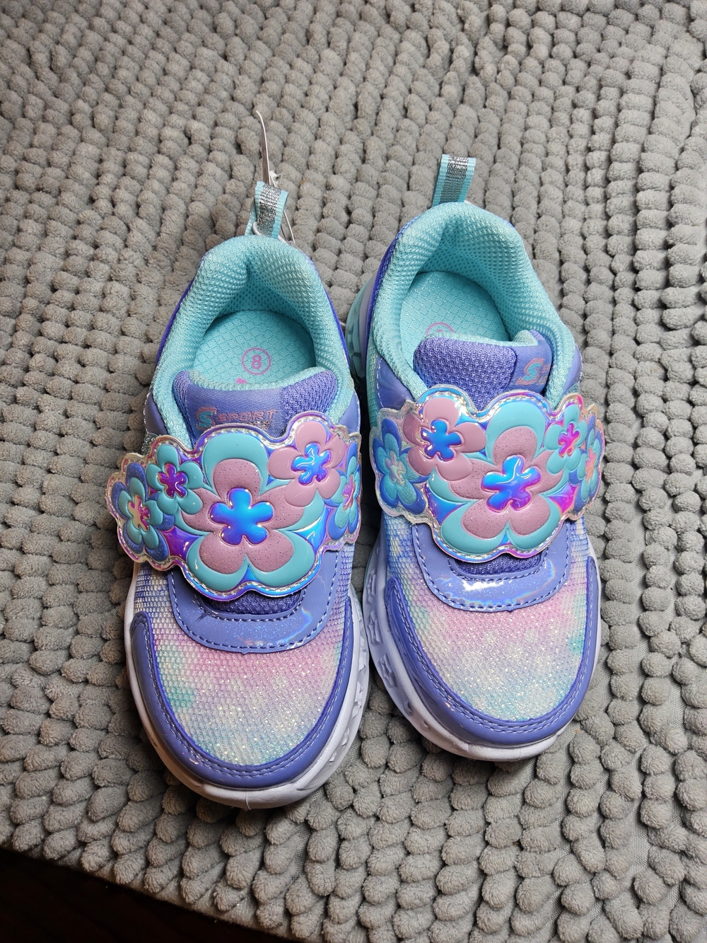 NWOT Toddler size 8 Sport by Skechers  LightUp Sneakers in Purple, blue and Teal - Picture 8 of 9